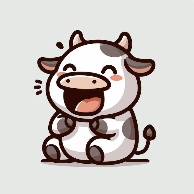 cute happy fat cow cartoon character mascot