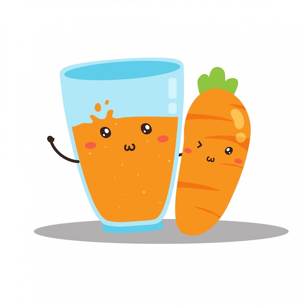 Cute happy fresh carrot juice vector design