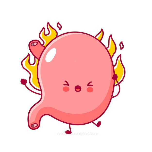 Cute happy funny stomach organ burn