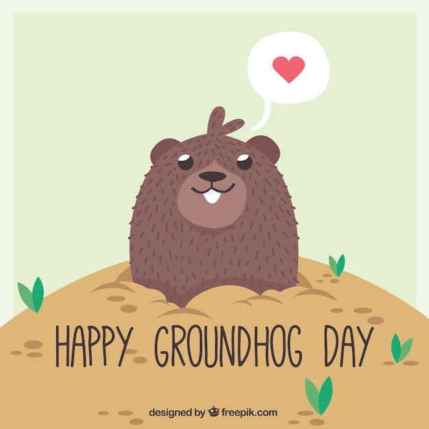 Cute happy groundhog day background