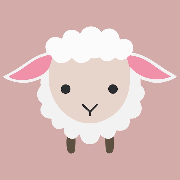 Cute happy kawaii sheep vector art Isolated cartoon baby animal