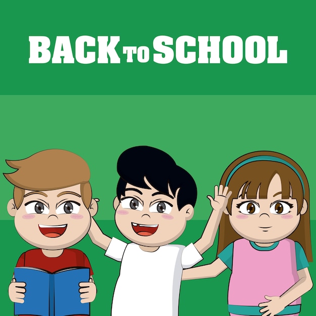 Cute happy kids students cartoons back to school 