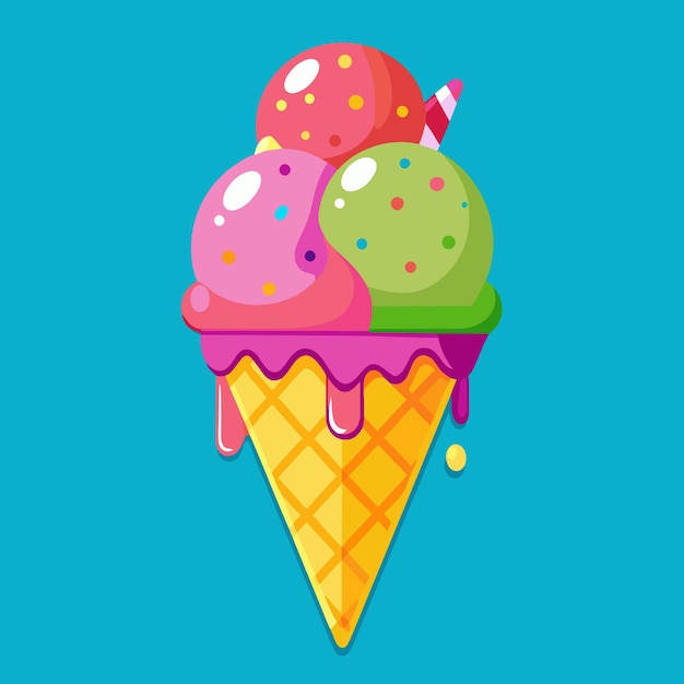 Cute happy little Ice cream cone on white background