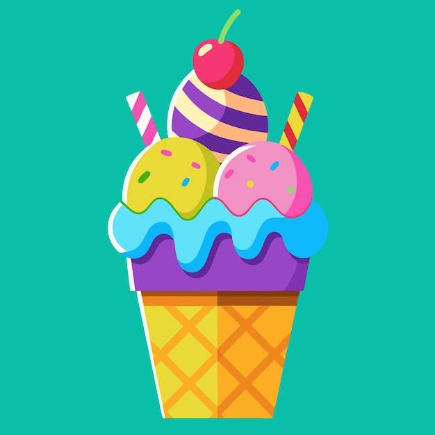 Cute happy little Ice cream cone on white background