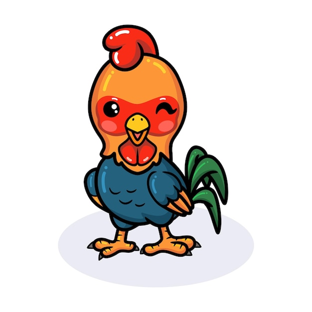 Cute happy little rooster cartoon