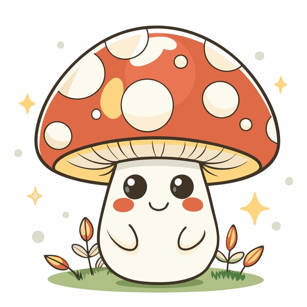 Vector cute happy mushroom character clipart