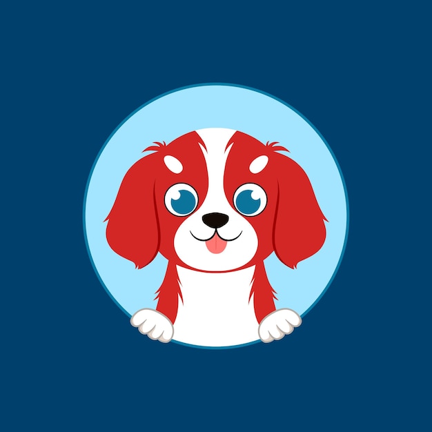 Cute happy red puppy dog logo cartoon vector illustration