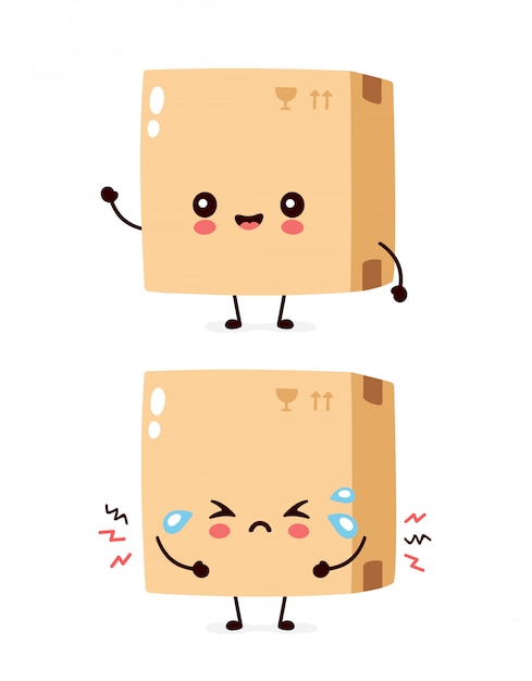 Cute happy and sad delivery box