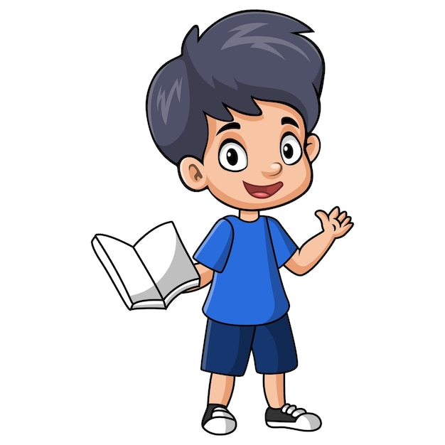 Cute happy school boy cartoon