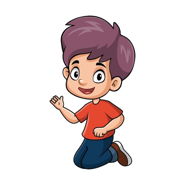 Cute happy school boy cartoon