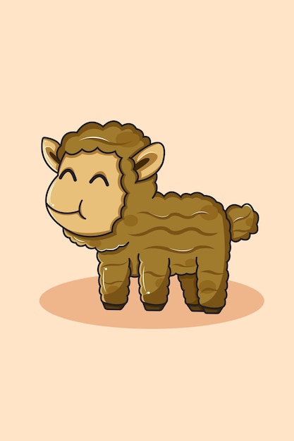 Cute and Happy Sheep Cartoon Illustration