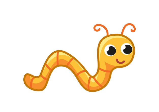 Cute happy striped worm is crawling Playful baby worm is walking Small insect in motion