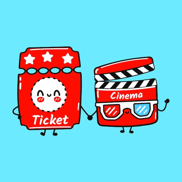 cute happy ticket and lapperboard friends concept