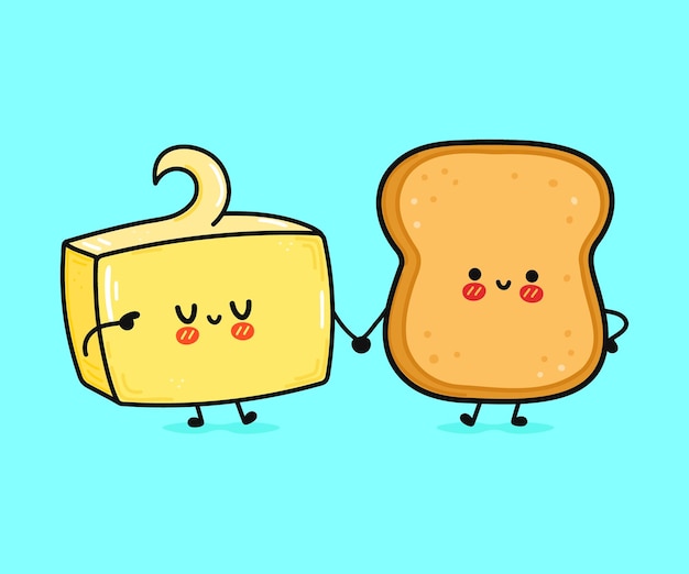 Cute happy toast and butter card