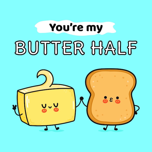 Cute happy toast and butter card