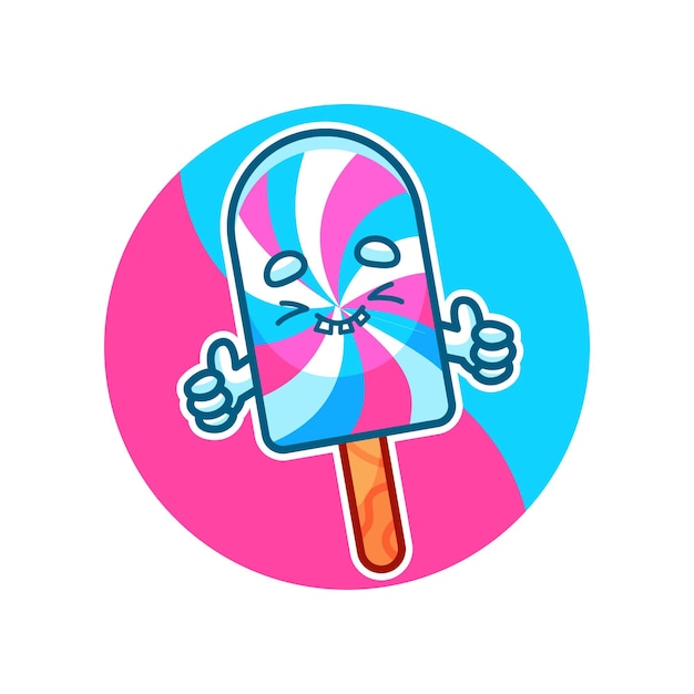 Cute happy twister ice cream cartoon vector icon illustration