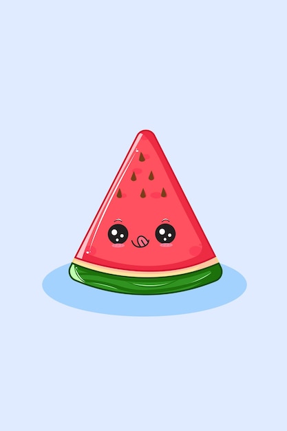 Cute and Happy Watermelon Cartoon Illustration