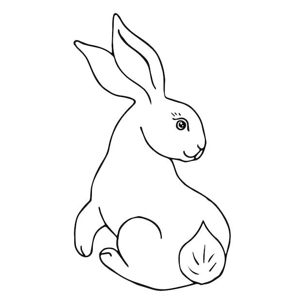 Cute hare rabbit sketch vector illustration black outline