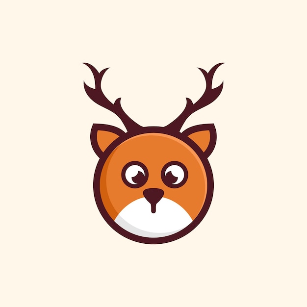 Cute head deer cartoon illustration desig