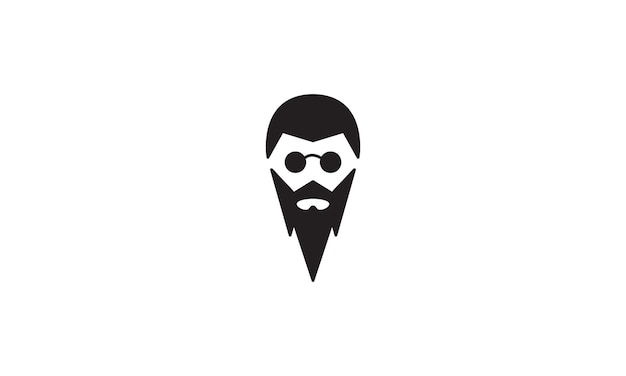 Cute head man long beard logo vector symbol icon design illustration