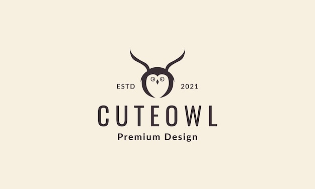 Cute head owl vintage logo vector icon illustration design