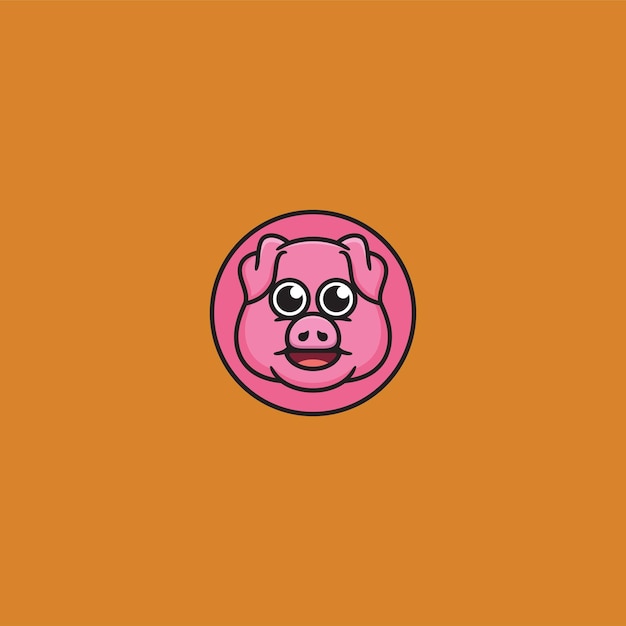 Cute Head Pig Mascot Logo Design