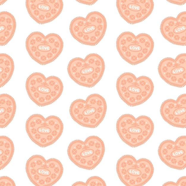 Cute heart biscuit pattern valentine's day seamless pattern