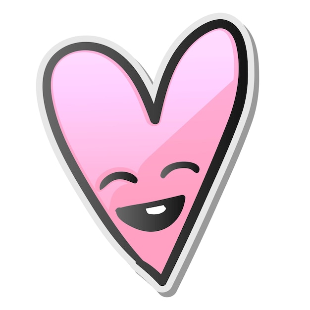 Cute heart emoji smiling face with open mouth and smiling eyes, vector illustration