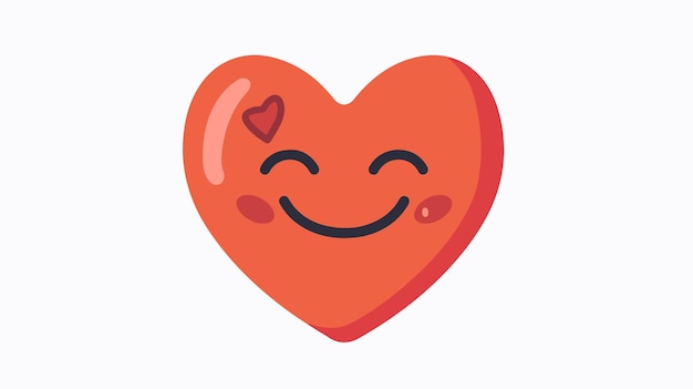 Vector cute heart icon emoji smile heart isolated