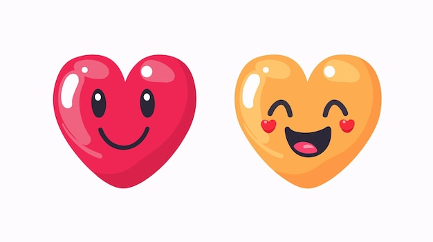 Vector cute heart icon emoji smile heart isolated