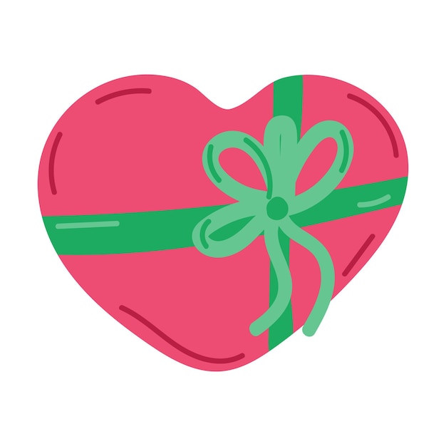 Cute heart with a bow for Valentine's day. Vector on a white background