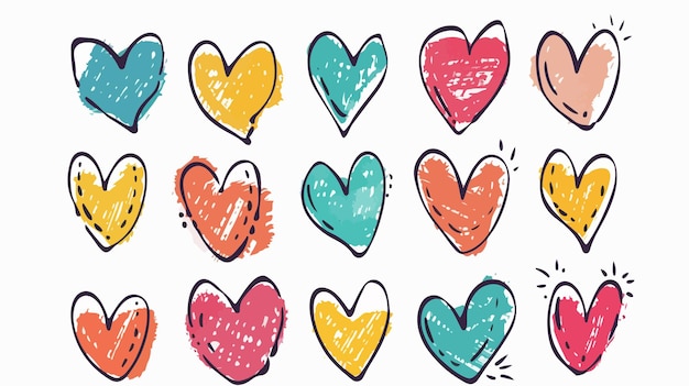 Cute Hearts Vector Illustration Handdrawn Vector Icon