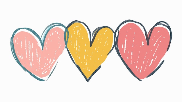 Cute Hearts Vector Illustration Handdrawn Vector Icon