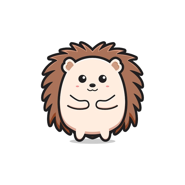 Cute hedgehog mascot character logo cartoon icon illustration flat cartoon style design