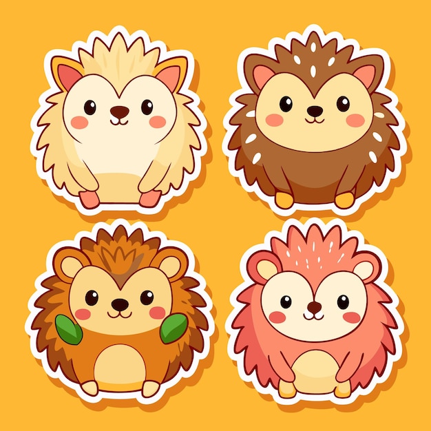 Cute Hedgehog Stickers Adorable Animal Illustrations