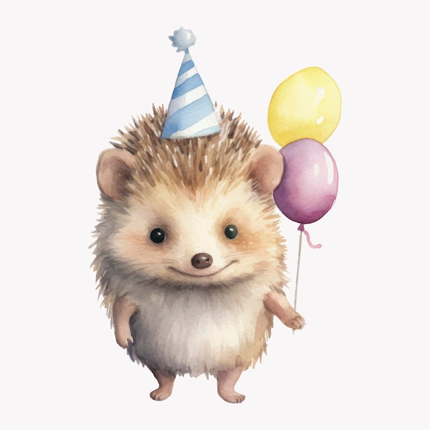 Vector cute hedgehog with party balloons