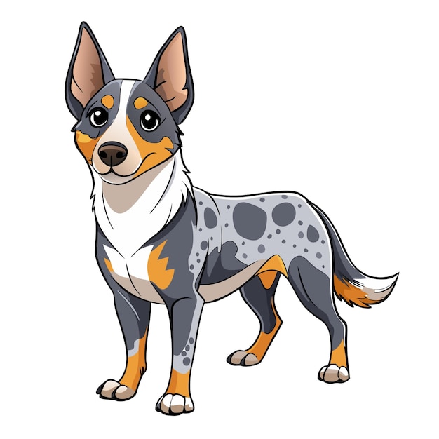 Cute Heeler Dog vector cartoon illustration