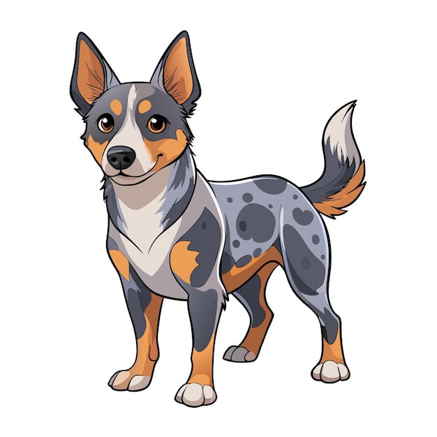 Cute Heeler Dog vector cartoon illustration