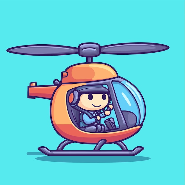 Cute Helicopter Pilot Preparing for LiftOff Vector