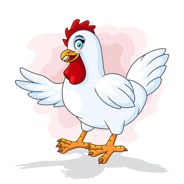 Cute hen cartoon isolated on white background