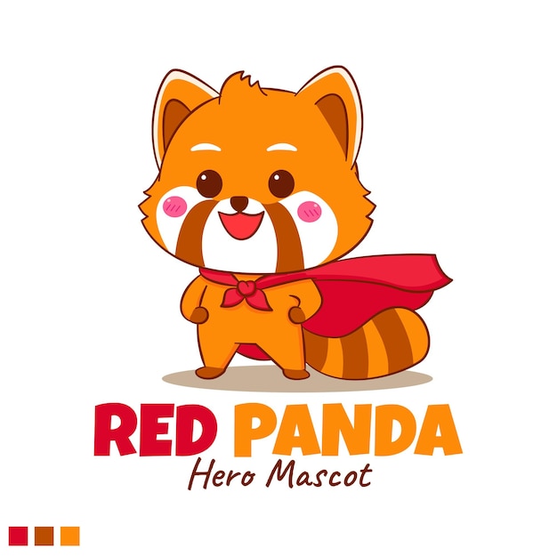 Vector cute hero red panda cartoon character