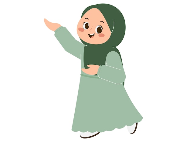 Cute Hijab Girl Explaining Illustration