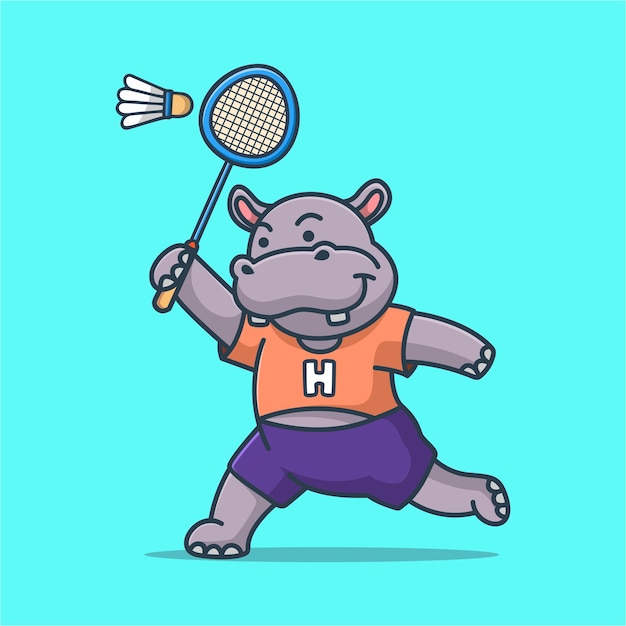 Cute hippo character mascot design