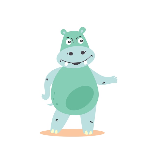 Cute hippo presenting hand