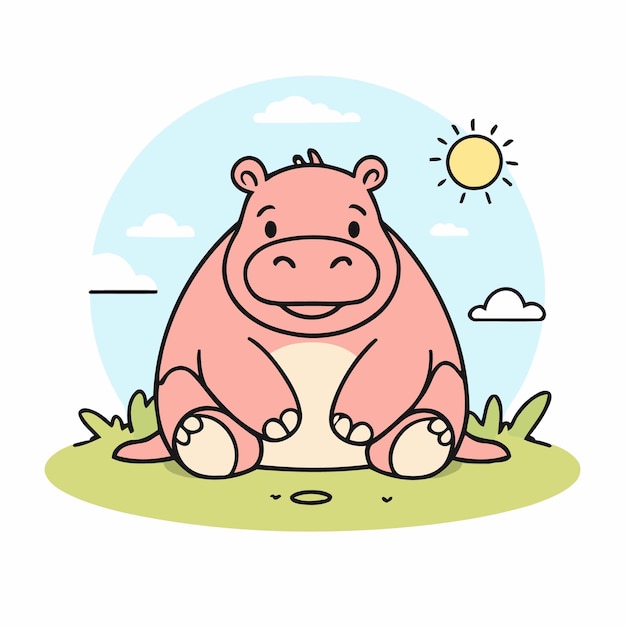 Vector cute hippo for toddlers books vector illustration