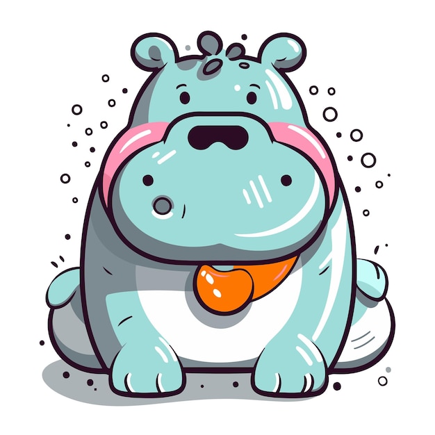 Cute hippo Vector illustration of a cartoon hippo