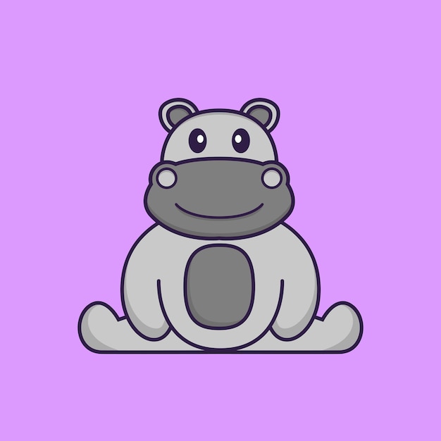 Cute hippopotamus is sitting Animal cartoon concept isolated