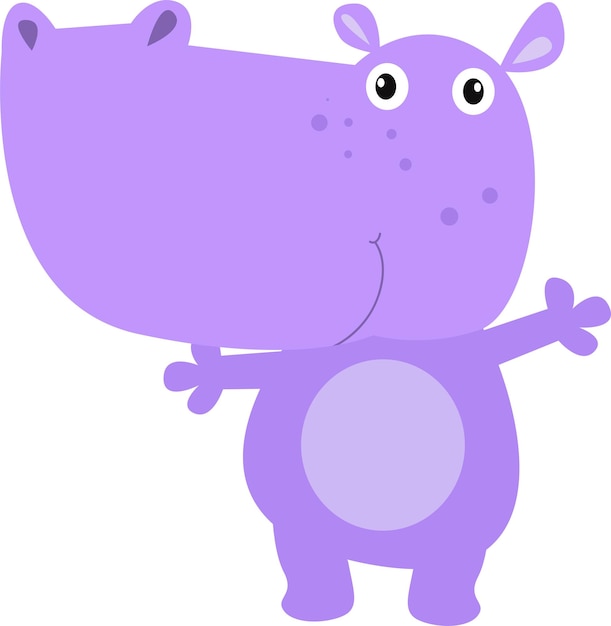 Cute hippopotamus, wild animals from Africa. Illustrations, vectors, cartoons, characters, comics