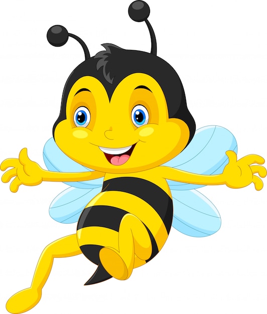 Cute honey bee cartoon flying