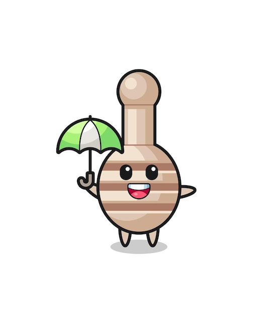 Cute honey dipper illustration holding an umbrella